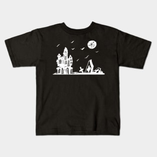 Creepy Halloween Castle Kids T-Shirt